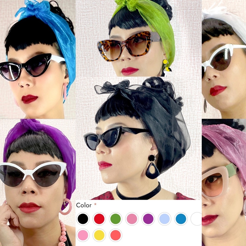 Retro 50s Sheer Head Neck Scarf Vintage Style Rockabilly pinup girl Wrap